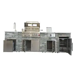 BBQ Built In Outdoor Kitchen Island Outdoor Kitchen Cabinet Grill Stone With Cover