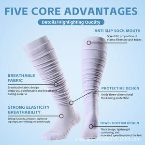 ถุงเท้ากีฬาแบบสูงถึงเข่าไนลอนหนากันลื่นถุงเท้าบาสเก็ตบอลสีดำสีขาวสีแดงสีน้ำเงิน 9022 - Product Image 5