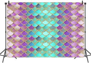 मरमेड राजकुमारी पृष्ठभूमि चमक मरमेड तराजू पृष्ठभूमि बच्चों के जन्मदिन की पार्टी सजावट लड़कियों गोद भराई फोटो पृष्ठभूमि बैंगनी - Product Image 2