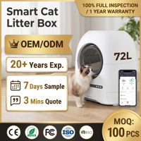 Litière pour chat électrique intelligente OEM, WiFi, contrôle par application, nettoyage automatique, désodorisant, écologique, grande capacité 72L, intelligente