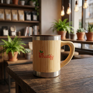 Mug à café en bois écologique personnalisé, bois naturel, fait main, tasse à thé réutilisable, vaisselle de luxe, diamètre 300 mm - Product Image 1