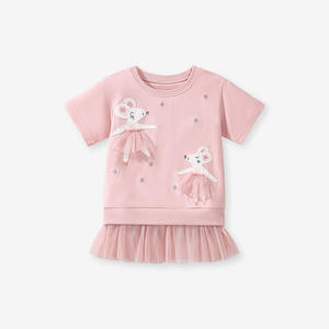 New European and American Cute Cartoon Short Sleeve Tulle <strong>Dress</strong> for <strong>Girls</strong> Children's Knee-Length ODM Supply - Product Image 6