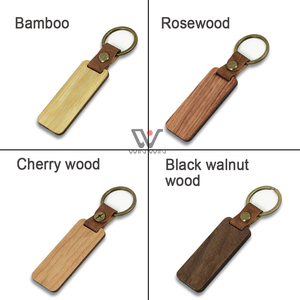 Nouveau produit noir bricolage fabricant de porte-clés Logo personnalisé Laser bois artisanat porte-clés en bois porte-clés - Product Image 3