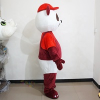 Costume de Mascotte Panda Rouge Personnalisé avec Logo, Taille Adulte, en Peluche, pour Publicité et Promotion d'Événements (Vente en Gros)