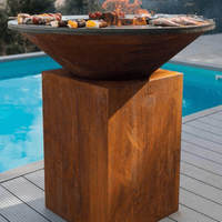 Barbecue d'Extérieur Foyer en Acier Corten Grills BBQ pour Jardin Foyer Brasière en Acier Corten Grills Barbecue Robustes