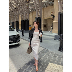 Robe décontractée minimaliste à col carré, coupe ajustée, style Kendo, couleur unie, taille haute, pour femme, collection Lazy <span class=keywords><strong>Zoe</strong></span>, été - Product Image 4