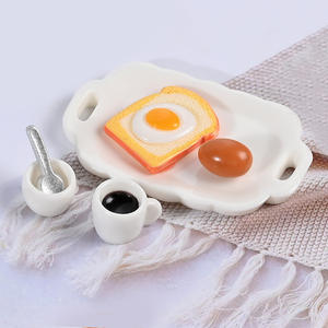 Fourchette à gâteau miniature, assiette, tasse, cuillère, café, lait, œufs pour maison de poupée, accessoires de cuisine pour jeu de maison de poupée - Product Image 2