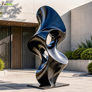 Sculpture abstraite en acier inoxydable, métal noir, décoration moderne pour jardin, maison, bureau, hôtel, villa, hall, statue d'extérieur - Product Image 1