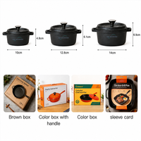 Mini-cocotte en fonte pré-assaisonnée avec couvercle, petite cocotte hollandaise pour service individuel et utilisation à table