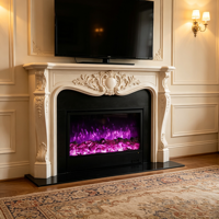 Cheminée électrique encastrable linéaire de 28 pouces avec chauffage, effet de flamme LED dynamique multicolore, certifiée CE, vente en gros, usine OEM/ODM, modèle français