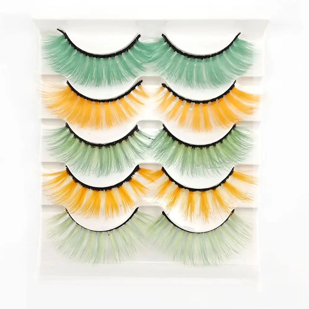 Новый Стиль Премиум 3D Искусственные норковые ресницы 17-20 мм 5 пар эффектные накладные ресницы для вечеринок 100% ручной работы цветные от продавца