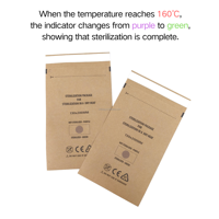 Lot de 100 sachets de stérilisation à usage unique EO/Vapeur, qualité médicale Classe I, pour cosmétiques, outils de manucure, pochette en papier Kraft, désinfection