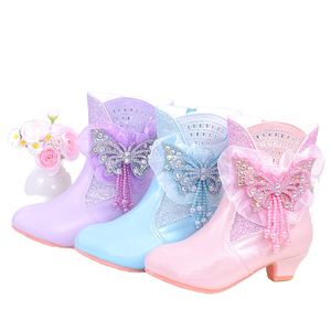 Botas de Invierno para Niñas, Estilo Princesa, Tacón Alto, con Borlas y Peluche, Forro de Felpa, Parte Superior de PU, Botines Cálidos con Suela de Goma para Estudiantes - Product Image 1