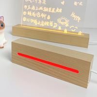 Base LED en bois alimentée par USB de 5mm, lumières colorées RVB blanches/froides européennes pour lampes de nuit en plexiglas acrylique 3D pour utilisation dans la chambre