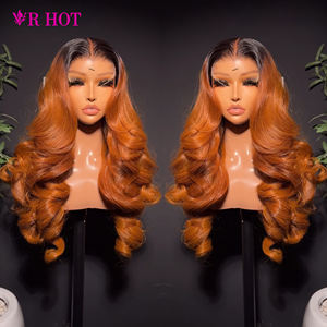 วิกผมบราซิลแท้แบบลอน<span class=keywords><strong>สวย</strong></span> สีเข้มด้านบน วิกผมลูกไม้โปร่งใส HD วิกผมลอนเด้งแบบไล่สีส้ม - Product Image 1