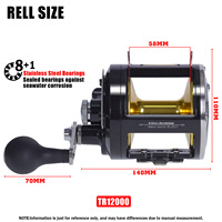 Nouveau 3.4:1 gros gibier 30kg métal moulinet de pêche lent mer bateau moulinet de pêche eau salée jigging thon pêche à la traîne