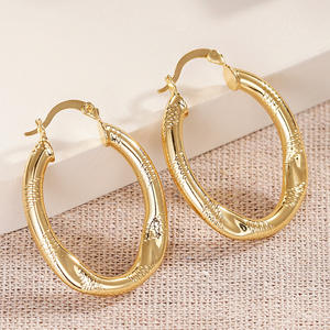 Pendientes de aro dorados de Santorini, aleación de zinc, estilo clásico, joyería de moda unisex E4454 - Product Image 3