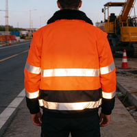 Veste de travail d'extérieur 3 en 1 personnalisée pour hommes, haute visibilité, respirante, réfléchissante, imperméable, avec doublure amovible pour l'hiver