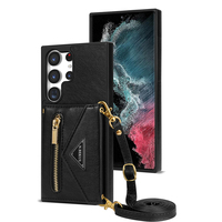 Etui de téléphone multifonctionnel en cuir de luxe à bandoulière avec portefeuille pour samsung galaxy S23 Ultra S22 S21 Card Sots Necklace Cases