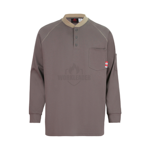 قمصان عمل مقاومة للحريق مخصصة للرجال <span class=keywords><strong>FR</strong></span> ، تي شيرت CAT2 لحام ، أكمام طويلة بنمط هينلي ، ملابس سلامة مانعة للهب - Product Image 2