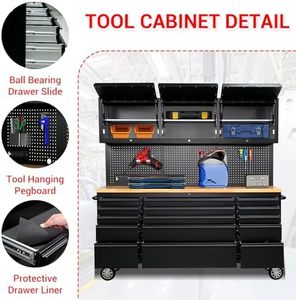 <span class=keywords><strong>Coffre</strong></span> à <span class=keywords><strong>outils</strong></span> roulant de <span class=keywords><strong>72</strong></span> <span class=keywords><strong>pouces</strong></span> 15 tiroirs Roues 3 armoires supérieures Capacité de charge de 15kg Noir mat - Product Image 5