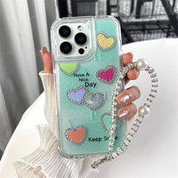 Haute qualité 3 en 1 brillant luxe pour fille avec chaîne de téléphone étui de téléphone antichoc pour Honor X6c