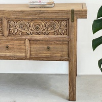 Table d'entrée Wabi Sabi, meubles pour maison d'hôtes, armoire de rangement en bois, armoire sculptée pour le hall, console pour le salon