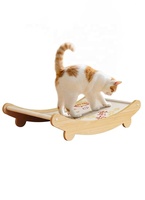 Lit pour chat unique et moderne en forme de lune, en bois naturel durable de haute qualité, avec griffoir amovible et lavable pour une utilisation en intérieur