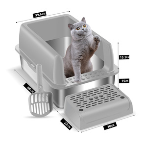 Nouvelle litière pour chat en acier inoxydable de luxe, grande capacité, portable, bon marché, OEM/ODM, <span class=keywords><strong>bac</strong></span> <span class=keywords><strong>à</strong></span> litière pour animaux de compagnie, <span class=keywords><strong>bac</strong></span> <span class=keywords><strong>à</strong></span> <span class=keywords><strong>sable</strong></span> pour chat - Product Image 2