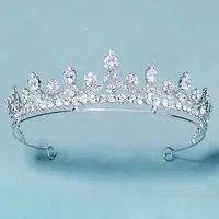 Bling concurso coroa de noiva, acessórios de casamento princesa tiara royal branca strass tiara da flor faixa de noiva