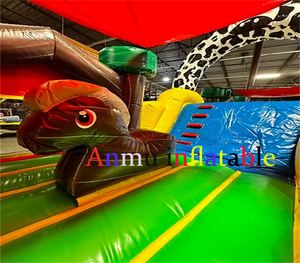 Château gonflable commercial en PVC avec toboggan, parcours d'obstacles gonflable sur le thème des animaux de la ferme à vendre - Product Image 3