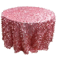 Nappe rose 3D à pétales, couverture de table romantique à feuilles pour mariage, fête et événement