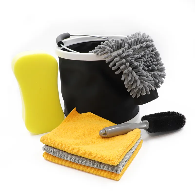 7 In 1 Multi-Functional Microfiber Car Wash Tool Kit Cleaning Sets With Gel Cloth Bucket