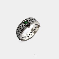 Bague Œil de Gardien Vintage en Laiton au Design Original, Bague de Protection Œil Vert Incrustée d'Argent, Bijoux pour Couples et Meilleurs Amis, Vente en Gros