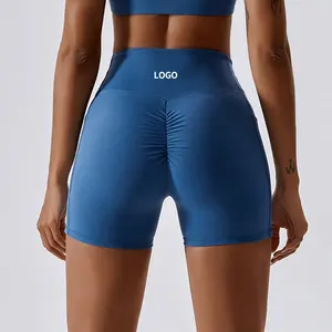 Mujeres Mini V Shape Sweat Yoga Shorts con bolsillos Butt Scrunch Workout Blank Mujeres Athletic Running Shorts