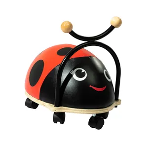 New ladybug balance bike ride on car wooden base baby walker