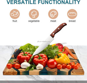 Planche à découper en bois d'olivier écologique et résine, durable et éco-responsable, 16x12 pouces - Product Image 5