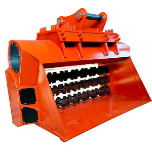 Cazo triturador hidráulico para excavadora, para trituración y cribado de piedra con vibración de alta frecuencia, color amarillo - Product Image 5