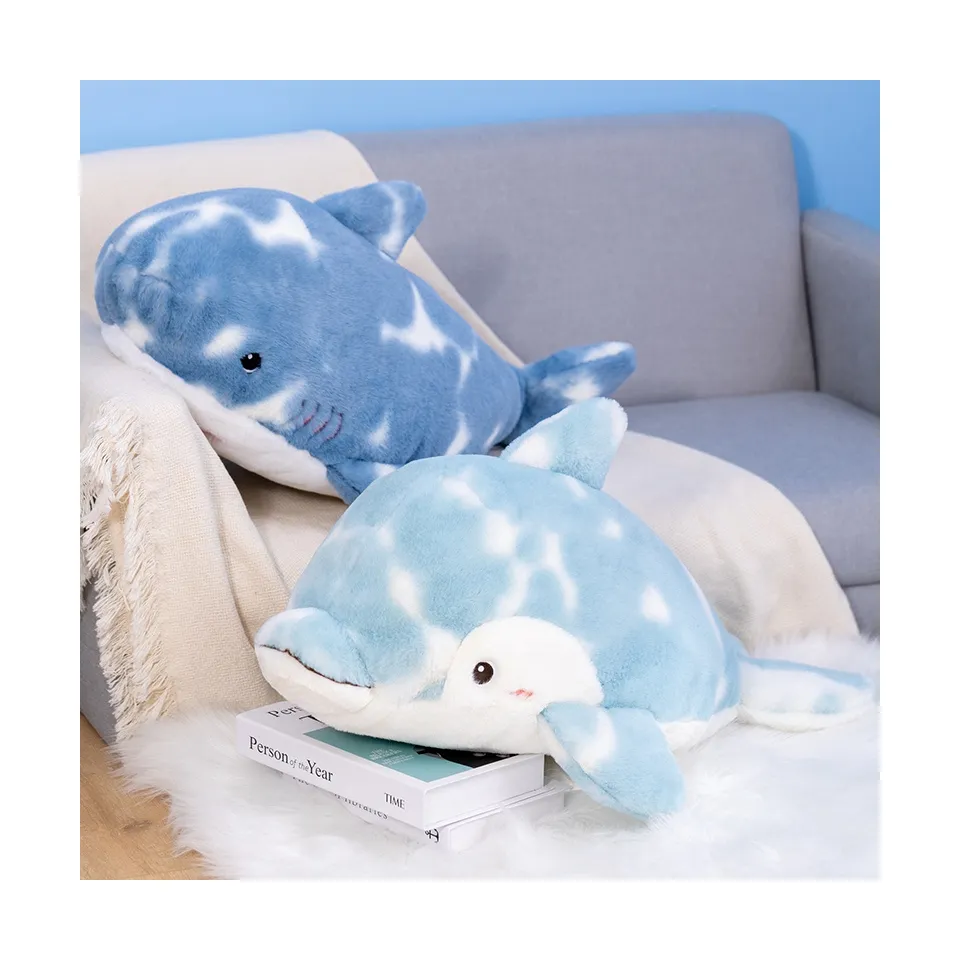 High quality wholesale sea animal series chubby plush dolphin shark seal sea dog toys soft pillows