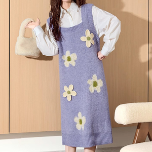 Abito Midi a matita autunnale lavorato a maglia <span class=keywords><strong>viola</strong></span> personalizzato - Product Image 2