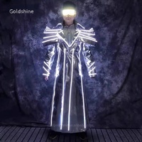 Costume de scène LED robotique argenté lumineux pour spectacle de fête et de festival, robe pour chanteur, boîte de nuit, minimum
