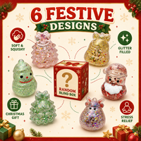 Boîte mystère de Noël : Jouet Squishy sensoriel doux et moelleux, rempli de paillettes, anti-stress, cadeau de Père Noël secret, idéal pour le bonhomme de neige de Noël