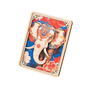 Aimants de réfrigérateur en bois KingWin en forme d'éléphant, design de dessin animé imprimé en couleur, souvenirs 3D multicouches, cadeau - Product Image 5