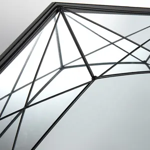 Geometrische Decorspiegels Meubels Woonkamer Zwart Metaal Hangende Wandkunstspiegel Met Ingelijste Moderne Decoratieve Spiegel