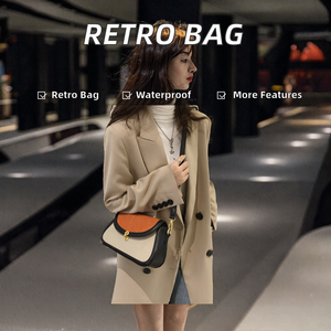 Morandi กระเป๋าสะพายไหล่แบบย้อนยุคสีสำหรับผู้หญิงแฟชั่นใหม่สไตล์คลื่นสองสายเดี่ยวซับในโพลีเอสเตอร์ PU สำหรับ - Product Image 2