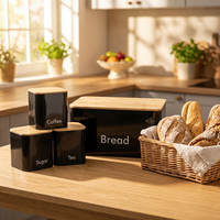 Boîte à pain en métal, ensemble de boîtes à sucre, café et thé pour la cuisine, bac à pain de comptoir, conteneur de rangement