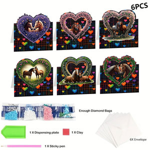 Set di arte Dotz a tema Love & Horse-6 pz biglietti di auguri ricamati - Product Image 6
