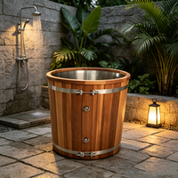 Sauna extérieur en bois massif, bain froid en bois, douche extérieure, ensemble complet SPA de jardin, entrée en verre, style jardin extérieur