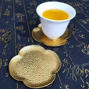 Most Popular Metal Irregular Shape Coaster Gold Tea Cup Mat Coffee Cup Saucer Drinking Coaster