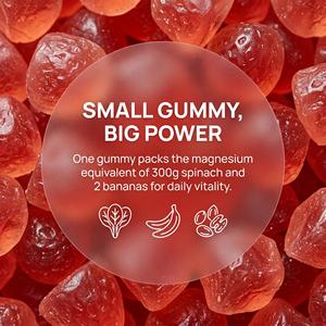 Bonbons Gélifiés Apaisants au Citrate de Magnésium à la Fraise pour le Soulagement des Tensions Musculaires, Sans Sucre, Emballage Bouteille, Contre la Carence en Magnésium - Product Image 2